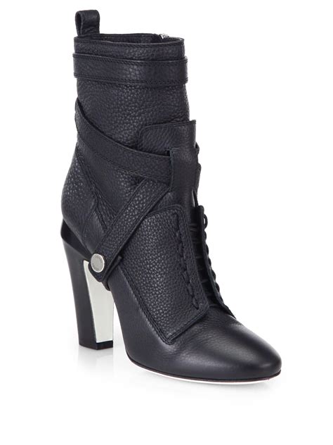 fendi black ankle boots with zip at front|fendi high heel boots.